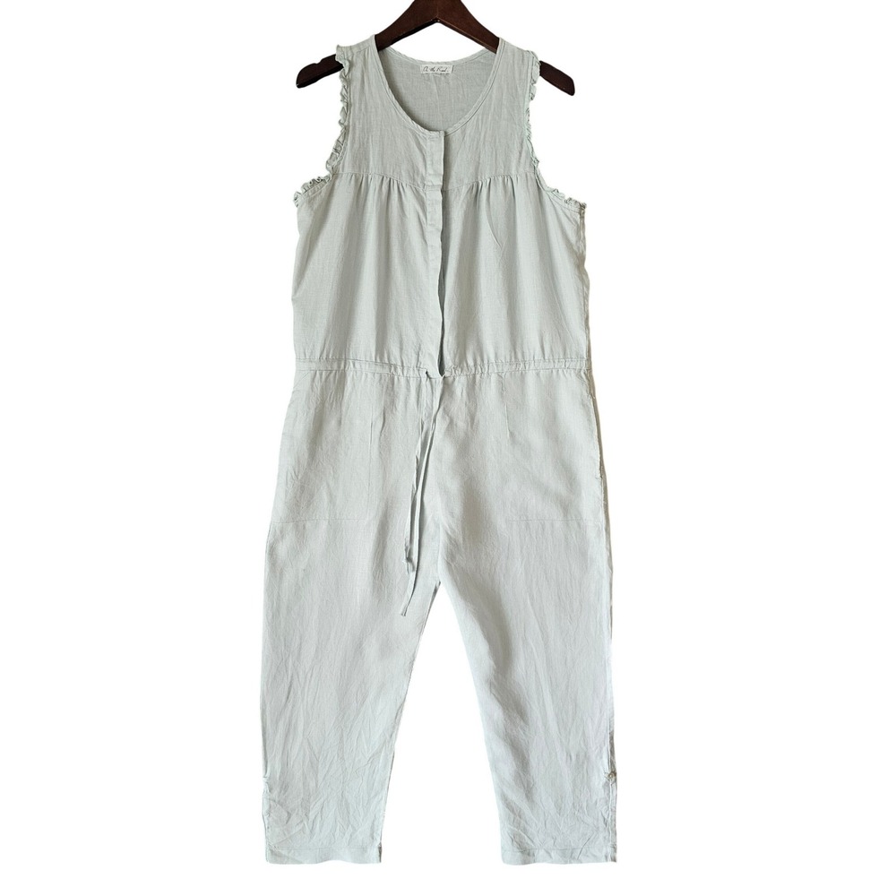 On‎ The Road Women 100% Linen Jumpsuit Beach Travel Vacation Resort Size S